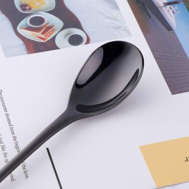 Набір довгих ложок для лате макіато та десертів із нержавіючої сталі 304, 20.5 см, 8 шт, чорні