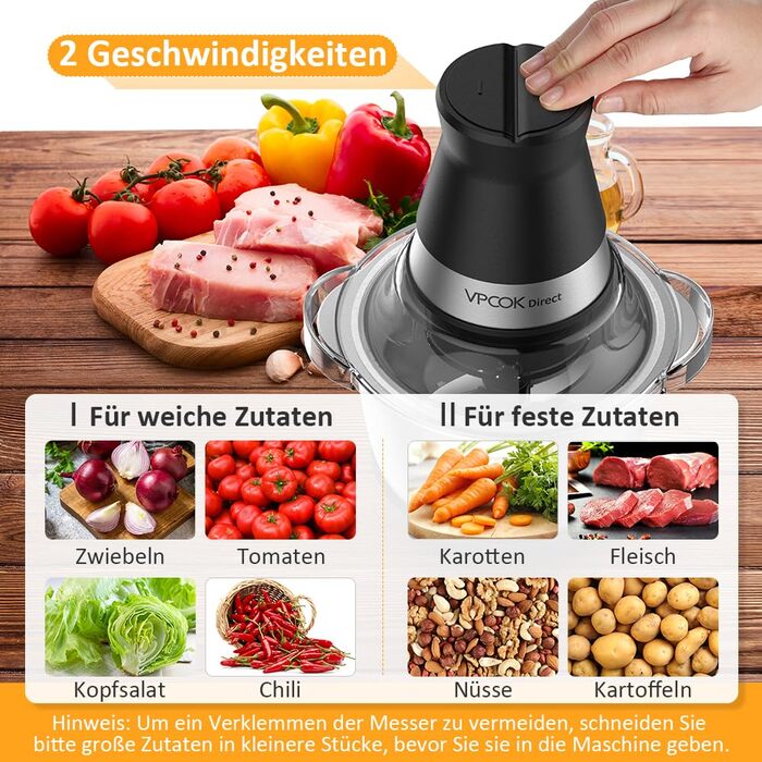 Електричний подрібнювач для кухні з нержавіючою сталею 1.2L, 400W, 4 леза