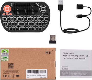 Бездротовий ігровий комплект клавіатури та миші Rii, Bluetooth + 2.4GHz, LED-підсвічування, QWERTZ (Mini)