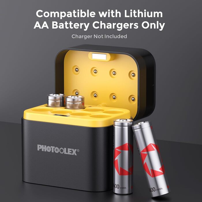 Акумулятори PHOTOOLEX AA Li-ion 1.5V 3000 mWh, набір 8 шт. з кейсом для зберігання та зарядки, висока ємність