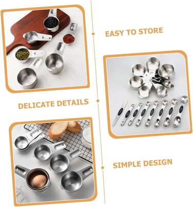 15-Piece Stainless Steel Measuring Cup and Spoon Set - Precise Measuring Tools for Baking, Nesting Design, Storage Pouch