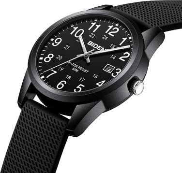 Чоловічий годинник: аналоговий кварцовий годинник на зап'ясті, водостійкий, модель R015, чорний колір