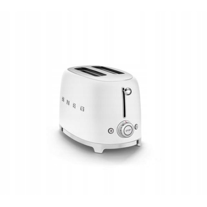 Тостер Smeg TSF01WHMEU, матовий білий, на 2 скибки, 950 Вт, з функцією розморожування