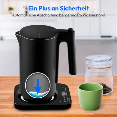 Електричний чайник MEDION LIFE MD12106, 2.2 кВт, 1.5 л, LED дисплей, LED підсвітка, автопрограми, захист від дітей, чорний