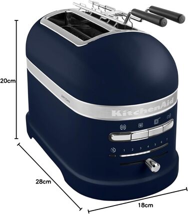 KitchenAid 2-Slice Toaster with Sandwich Wrench | Artisan | Retro Toast Machine | Various Functions and Browning Levels | Ink Blue Ink Blue