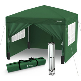 VOUNOT® Gazebo 3x3m with 4 Side Walls & 4 Sandbags, Pop Up Folding Gazebo, Foldable Garden Tent Party Tent, including Bag, Grey (Green + 4 Side Walls)