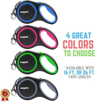 Емператор Петс GY26 - висувна поводок для собак, великих порід, до 50 кг, міцний, сірий, 7.9 м