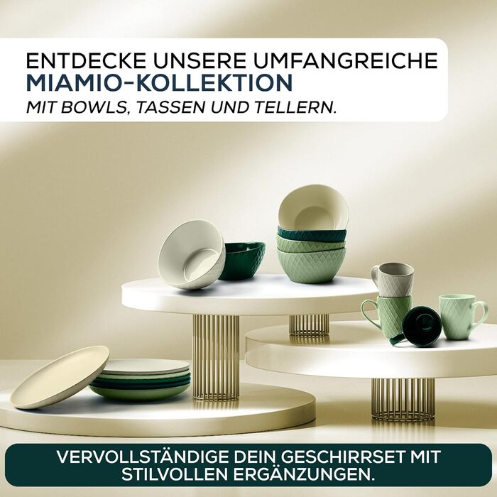 Набір мисок Miamio Palmanova (зелений) – 6 шт. по 800 мл – сучасний дизайн