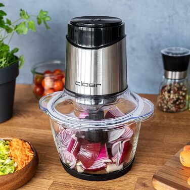 Електричний подрібнювач Cloer 6829 Multi-Zerkleinerer: для фруктів, овочів, горіхів, м'яса, 400 Вт, скло/нержавіюча сталь