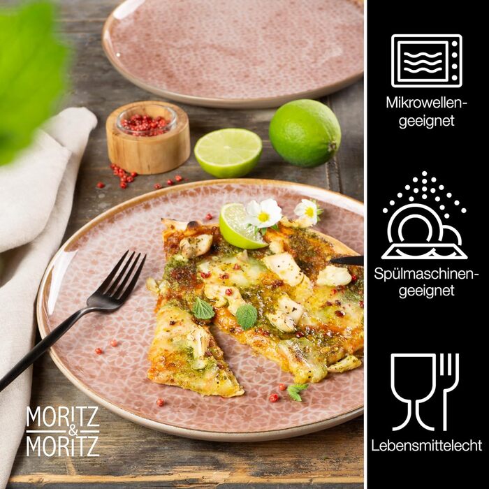 Moritz & Moritz TERRA 36-Piece Dinnerware Set for 12 People - Plate Set in delicate Terracotta made from high-quality porcelain - Dinnerware set for 12 people, consisting of 12 dinner plates, dessert plates, and bowls each. Terracotta 36-piece dinnerware set.