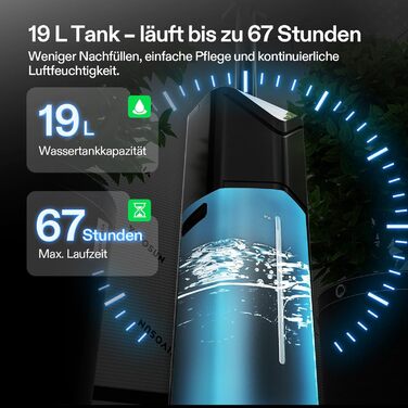 Зволожувач повітря VIVOSUN для рослин, AeroStream H05, 19л, ультразвуковий, тихий (24дБ), 360°
