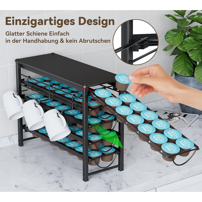 Тримач для капсул кави Dolce Gusto, органайзер на 70 капсул, 5-ярусний металевий ящик з тихими направляючими та антиковзними ніжками