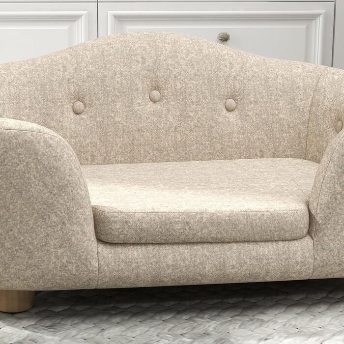 PawHut лежанка для собак та котів з подушкою, м'яка, з кишенею, 70x47x30 см, темно-сірий/кремовий