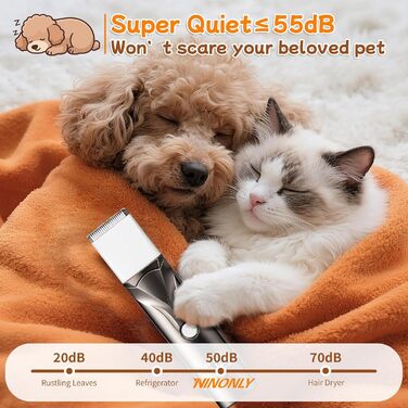 Набір машинок для стрижки собак Ninonly 4-в-1 Тиха, акумуляторна машинка для собак та котів з 4 насадками для тіла, лап, очей, вух. Тример для лап собак (Gunmetal)