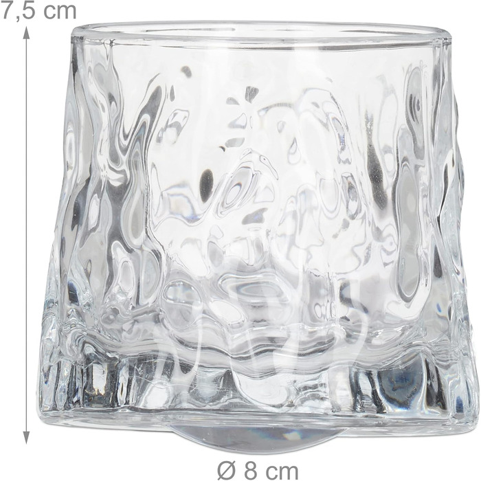Набір склянок для віскі Relaxdays, 12 шт, 3 дизайни, 150 мл, Tumbler, склянки-похитувачі, прозорі