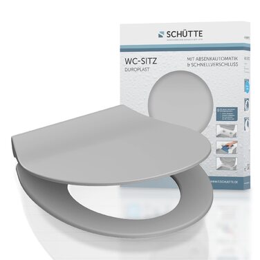 Слім сидіння для унітаза SCHÜTTE з мікроліфтом (Duroplast), швидкознімна кришка, витримує до 175 кг, чорний (сірий)