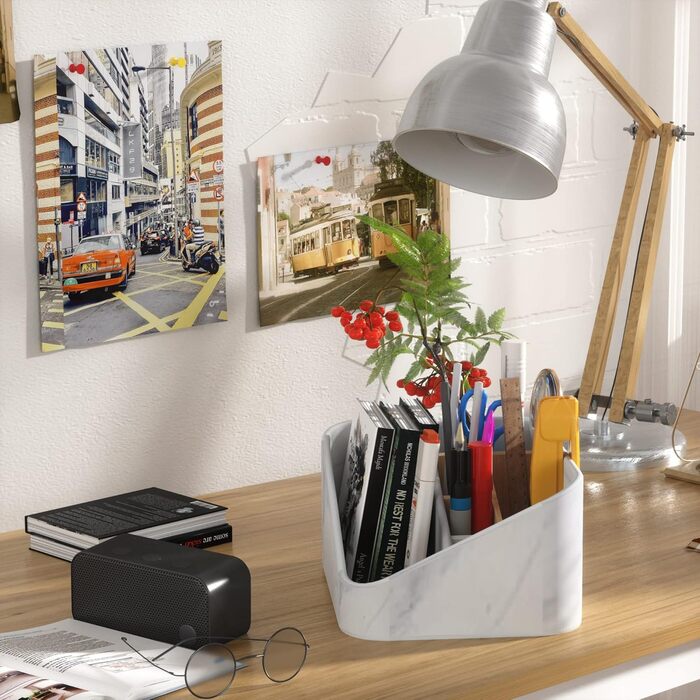 Bathroom toothbrush holder, bathroom organizer, countertop, bathroom storage organizer for toothbrush, vanity countertop, and other items, white marble color