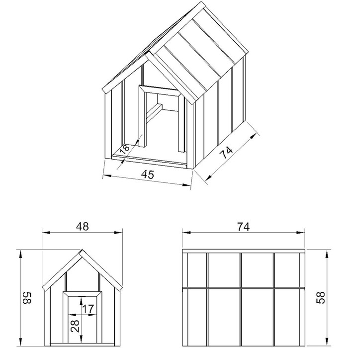 Будка для собак Outdoor, маленькі породи – собачий будиночок з дерева, водостійкий дах 76 x 99 x H80 см, розмір S, Timbela M401-1 розмір M, 76x99xH80cm, натуральне дерево (розмір S, 48x74xH58cm, LP SmartSide дерев'яні панелі)