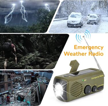 Радіо URPRO на ручному валу з AM/FM, 3000 mAh Powerbank, SOS-сигнал, LED-ліхтарик, USB-зарядний пристрій для мобільного телефону - ідеально для кемпінгу та походів