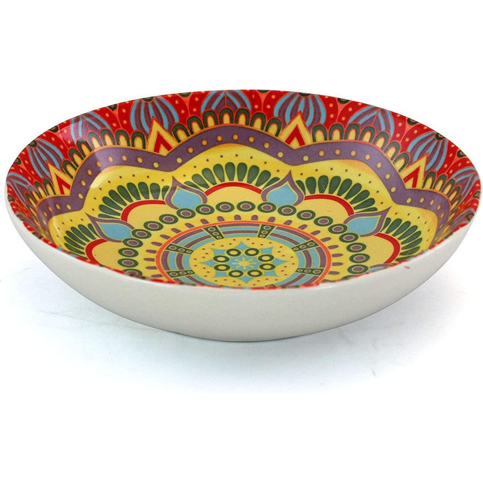 Сервіз Elama Tafelservice з кераміки, керамічний, з малюнком Мандала, багатокольоровий, круглий, зелений, 16 предметів, блакитний