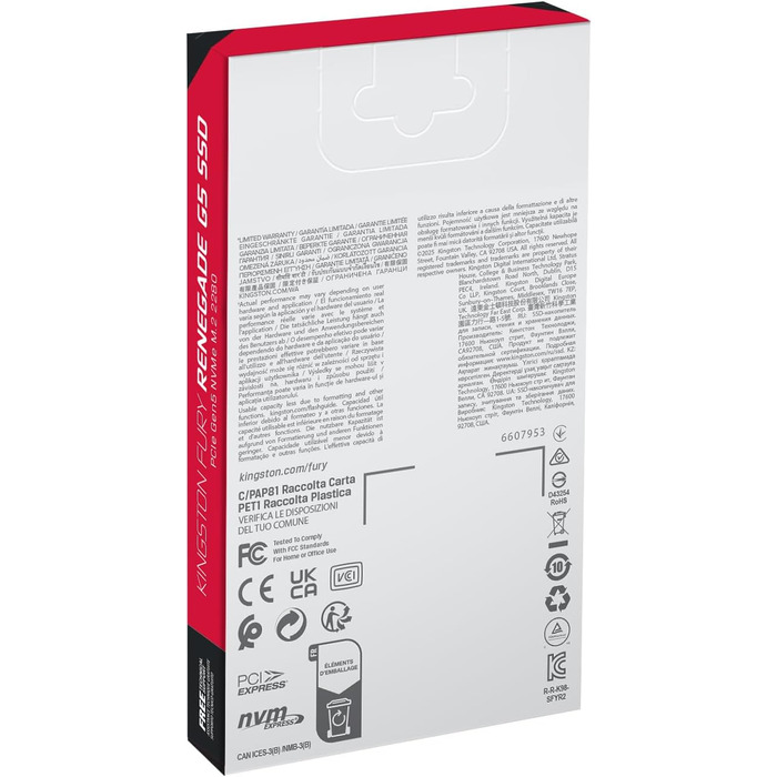 SSD Kingston Fury Renegade G5 PCIe 5.0 NVMe M.2 2280 2TB - SFYR2S/2T0