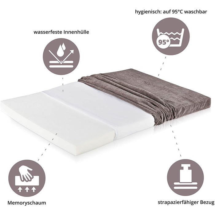 ONVAYA® ортопедична подушка для собак з Memory Foam | сіра | розмір S | 89x60x5 см | лежанка, матрац, килимок