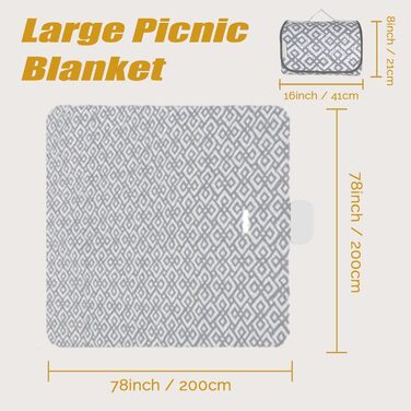 Плед для пікніка CRAZY SHARK водонепроникний 200x200 см, великий килимок для відпочинку на природі, пляж, парк, кемпінг