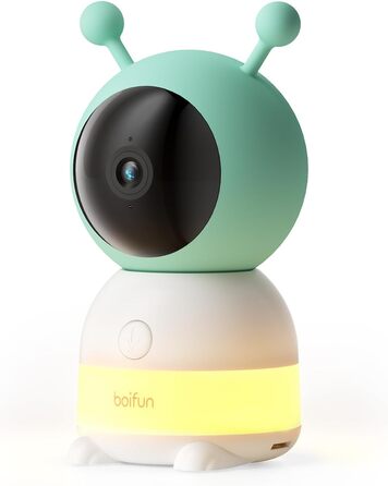 BOIFUN Додаткова камера для дитячого монітора 6T - 2K WiFi, Нічне світло, Розпізнавання руху, крику та звуку, AI Auto-Tracking, Датчик температури та вологості, Запис та відтворення відео