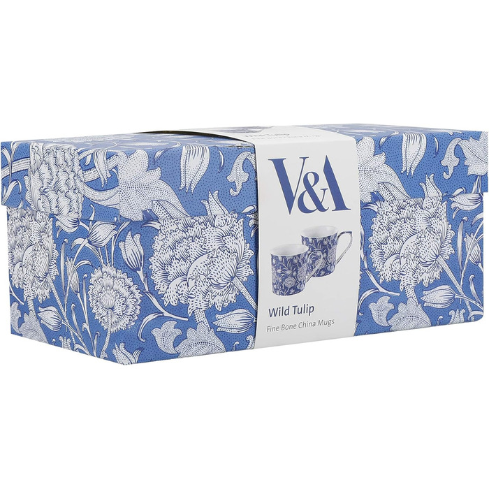 V&A 2-Piece Set William Morris - Wild Tulip Fine Bone China Mug, 230 ml (8 fl oz)