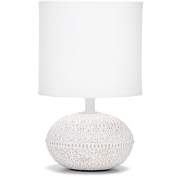 Керамічна настільна лампа Aigostar Vintage з абажуром з тканини, патрон E14, макс. 40W, сучасна лампа для спальні, вітальні, офісу (без лампочки) - H235mm (білий - H22.5cm)