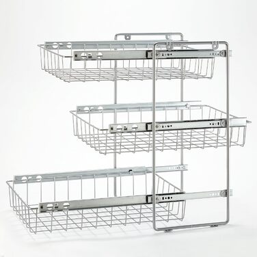 Storage Shop Pull-Out Shelf Basket Combination System for 50cm Wide Cabinet, 3-Tier