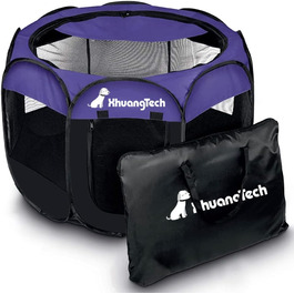 Клітка-манеж для тварин XhuangTech: собаки, коти, цуценята, 80x80x58,4 см, м'яка тканина, портативна, складна, для дому та вулиці, фіолетовий/чорний
