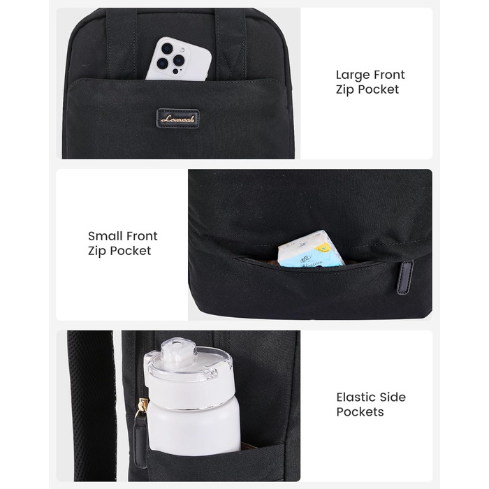 LOVEVOOK Рюкзак для ноутбука, 15.6 дюймів, жіночий, для школи/університету, подорожей, чорний
