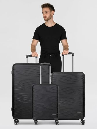 Набір валіз Franky Dallas 3.0 (3 шт.) | Чорний | TSA-замок, 4 колеса, об'єм 36/60/92 л