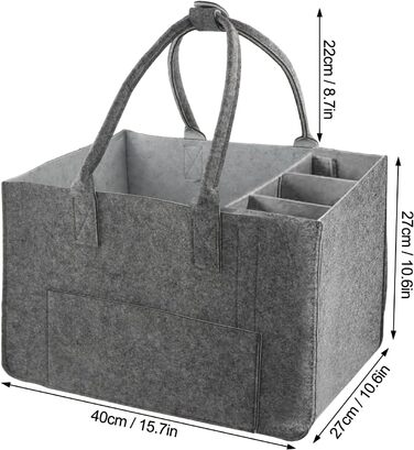 Felt bag shopping bag with compartments, large felt bag 30L foldable felt bags shopper, foldable and robust felt shopping baskets, felt bag with compartments felt bag bottle bag firewood bag