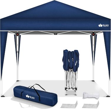 3x3m Waterproof Gazebo | Pop-Up Folding Gazebo with Adjustable Height | Garden Tent with UV Protection 50+ | Party Tent with Bag for Garden (Blue)