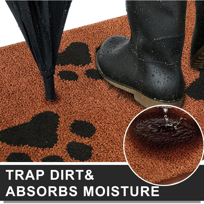Привідний килимок Mibao для входу та авто 60x90 см, протиковзкий вологопоглинаючий килим для бруду та лап тварин, що миється в машинці (Коричневий)