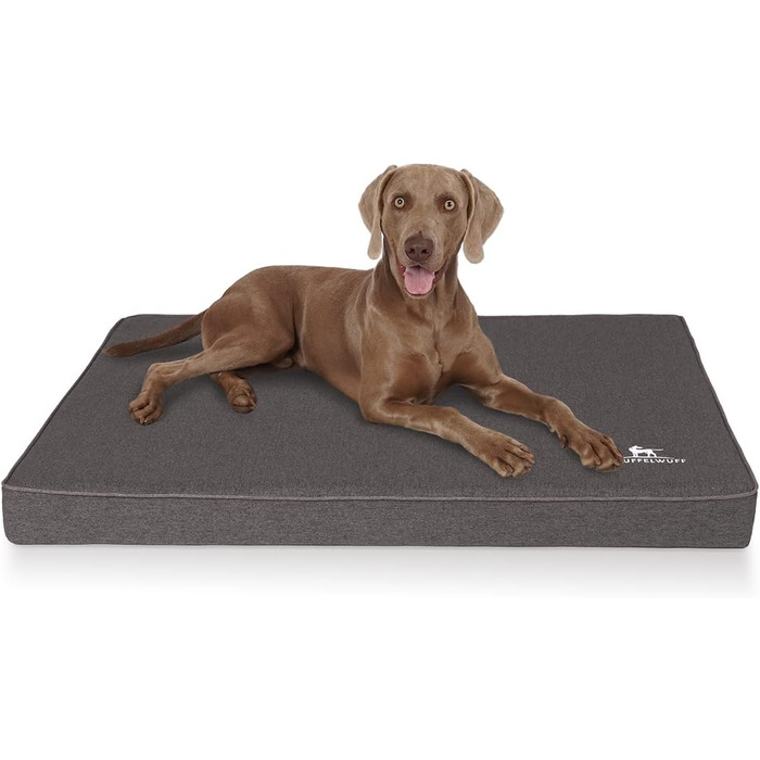 Ортопедичний лежак для собак Knuffelwuff Nantucket з велюру, ручної роботи, XL, 100 x 70 см, антрацит, знімний чохол, прання, для великих, середніх та маленьких собак