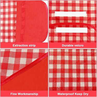 Водонепроникна пікнікова ковдра WAIZHIUA 200x200 см для пляжу, кемпінгу та відпочинку на природі (червона)