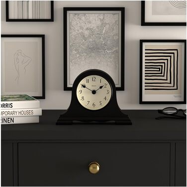 JONES CLOCKS® Speakeasy Table Clock | Classic Napoleon Hat Design | Black | Contemporary classic style for desk, table, shelf, or nightstand