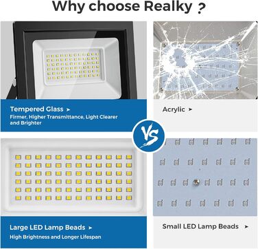 Світлодіодний прожектор для вулиці 10000Лм, 50Вт, 144LED, IP65, 6500K, водонепроникний ліхтар для саду, гаража, подвір'я