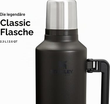 Термос STANLEY 1913 Classic Legendary 2.3л, герметичний, сталевий (чорний) — зберігає тепло та холод до 24 годин