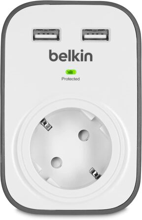 Мережевий фільтр Belkin з USB, 8 розеток + 2 USB, 2.4A, 2м, для дому та офісу