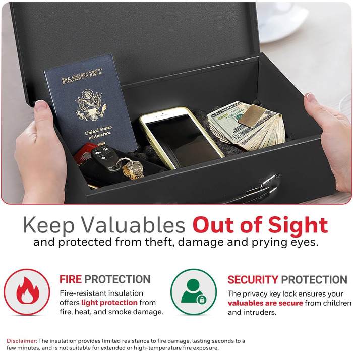 Мінісейф Honeywell 6104 Tresor з вогнестійким захистом, 5 л, з ключовим замком, чорний