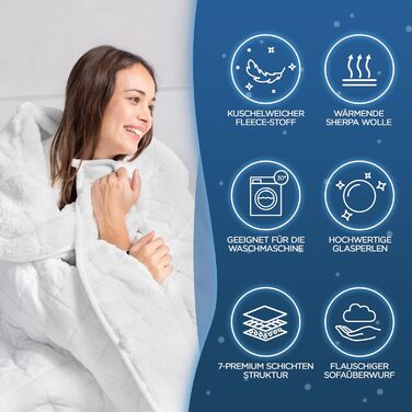 Ковдра з ефектом обтяження 135x200 см, 7 кг, Sherpa Fleece, сертифікат Oeko-Tex, терапевтична ковдра для розслаблення, кращий сон, вага 7 кг