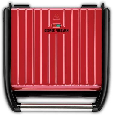 George Foreman Contact Grill & Panini/Sandwich Maker - 24x17cm, 3-Portion Size - Steel Red - Reduces Up to 42% Fat
