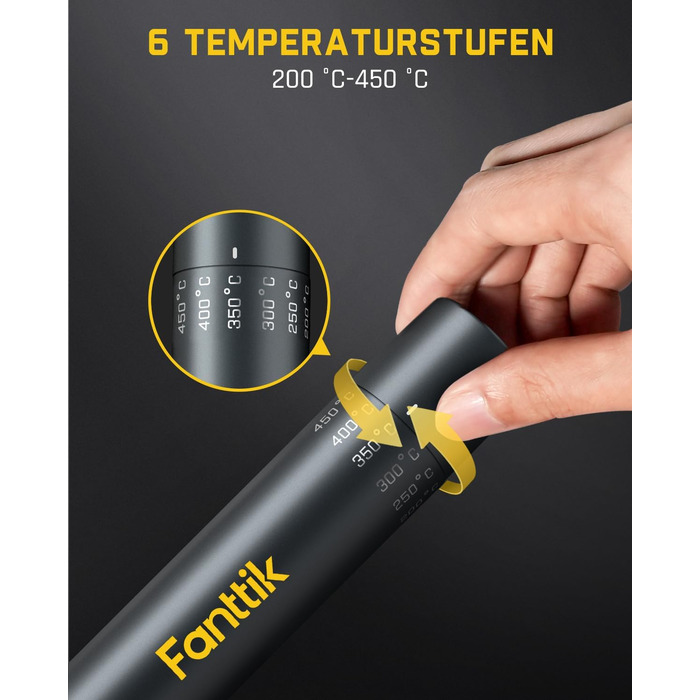 Набір паяльника Fanttik T1 Max: прецизійний, швидкий нагрів (7 сек), 6 температур (200~450°C), 4 насадки (C210), поворотний стійкий тримач, для ремонту