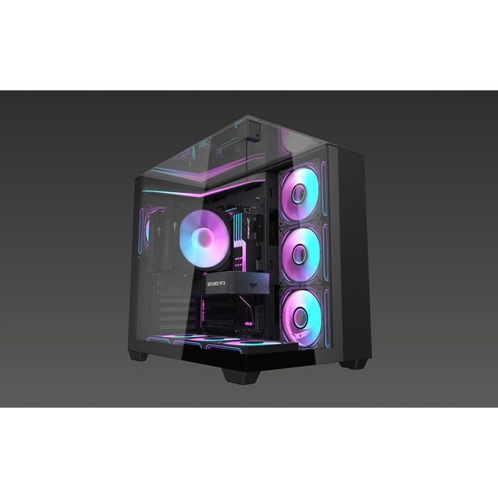Корпус для комп'ютера darkFlash TH285 Cube Case ATX aRGB, 4 вентилятори, загартоване скло