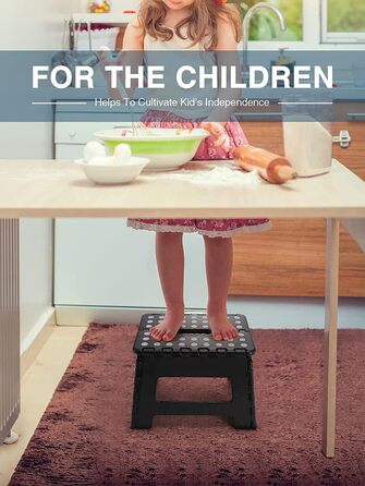 Складний табурет HOUSE DAY 22см, 2 шт. Чорний. Стійкий, антиковзкий, легкий, для дітей, кемпінгу, пікніка, дому