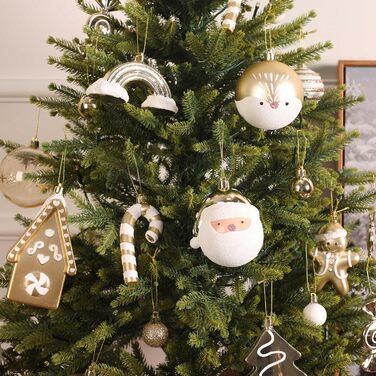 Набір прикрас на ялинку Alupssuc 65 шт. - ялинкові кулі, 4-14 см, пластик, білий, золотий, з нитками для підвішування